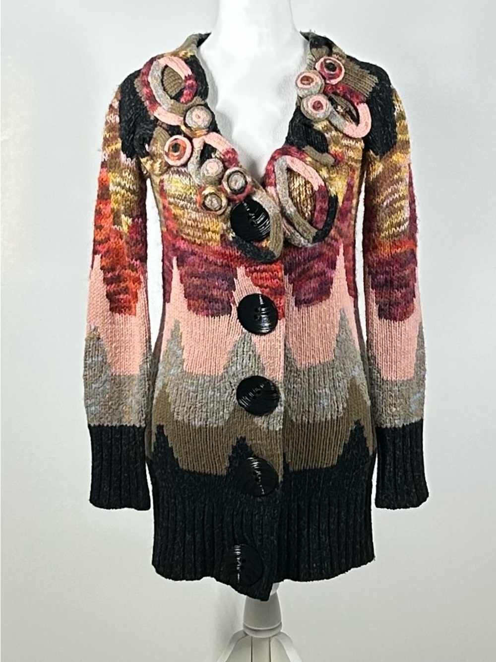 Anthropologie Sleeping on Snow Loops & Angles Wool Knit Sweater Coat XS
